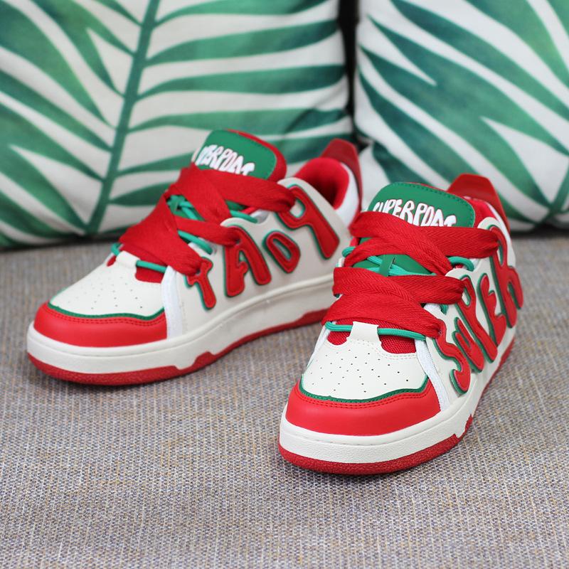 Can Trend Bread Shoes Couple Flat Small White Shoes Women's Skateboard Shoes Letter Casual Shoes Women's