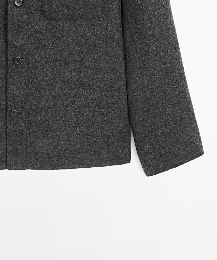 Massimo Dutti Wool Blend Overshirt With Pocket Details