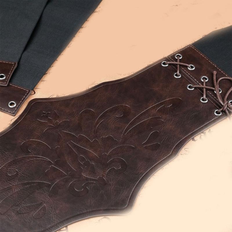 Medieval Corset Belt Waist Cincher PU Leather Embossed Waistband for Fashion and Comfortable Waist Accessory