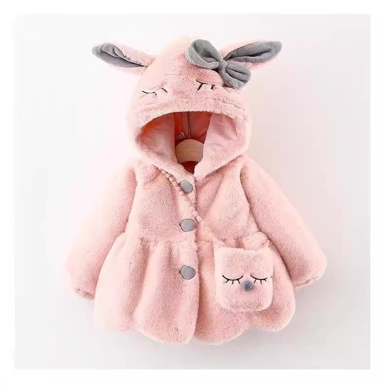 Children's Long-Sleeve Hooded Coat with Rabbit Ears - Winter 2023 Collection