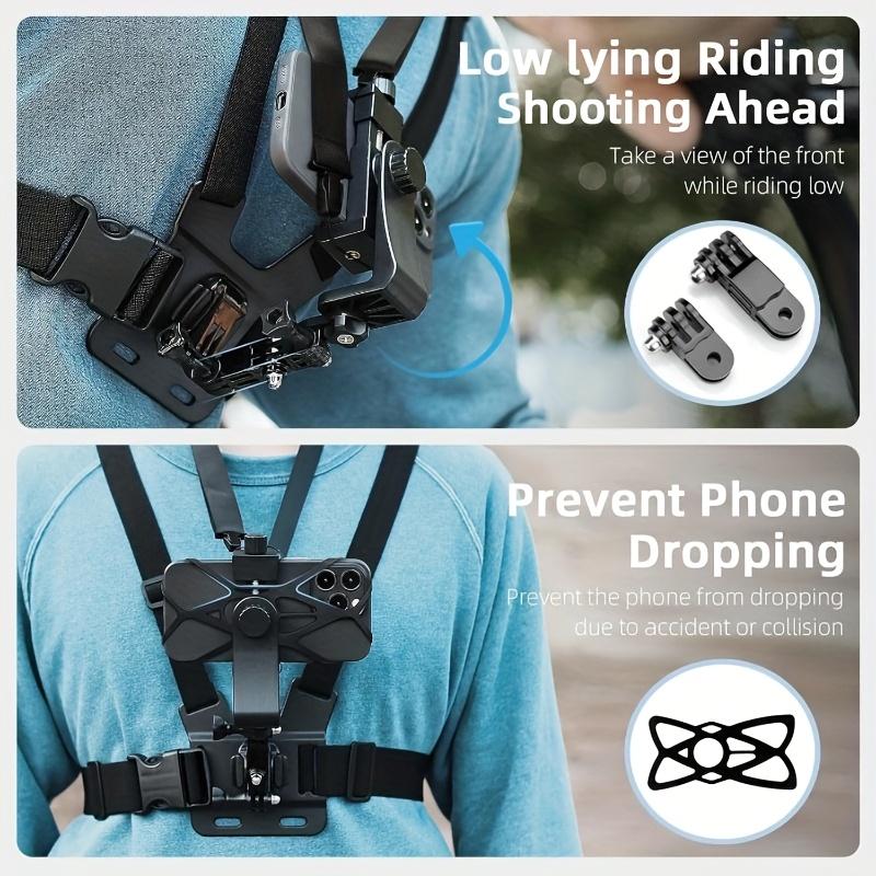 Supporto a pettorina per cellulare con cinghia e clip per action camera POV per Samsung iPhone Plus ecc.