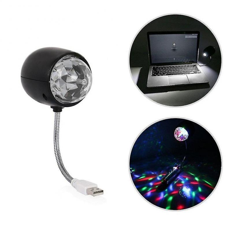 Usb Disco Ball Lamp, Rotating Rgb Colored Led Stage Lighting Party Bulb With 3w Book Light, Usb Pow