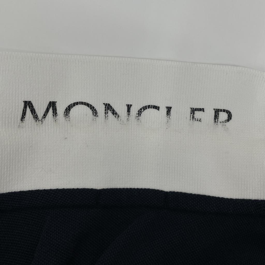 MONCLER Authentic MAGLIA POLO MANICA CORTA Navy x White Cotton Patch Logo Polo Shirt tops L Navy x whiteUsed
