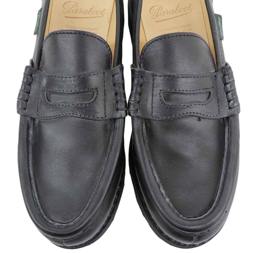 PARABOOT Women's Leather Lance Loafers, Noir, Size 3 1/2, 99657 Shoes 3.5 NoirUsed