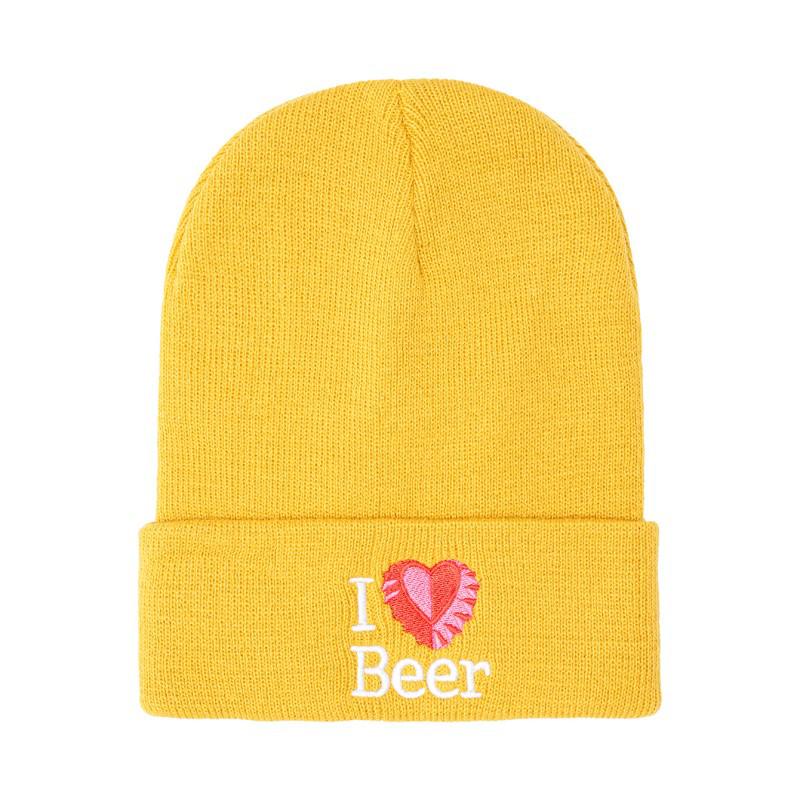European & American Unisex Heart Embroidered Knit Hat - Autumn/Winter Style for Outdoor Warmth