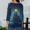 Women's Casual Fashionable Sexy Comfortable V-Neck Christmas Three-Quarter Sleeve Top