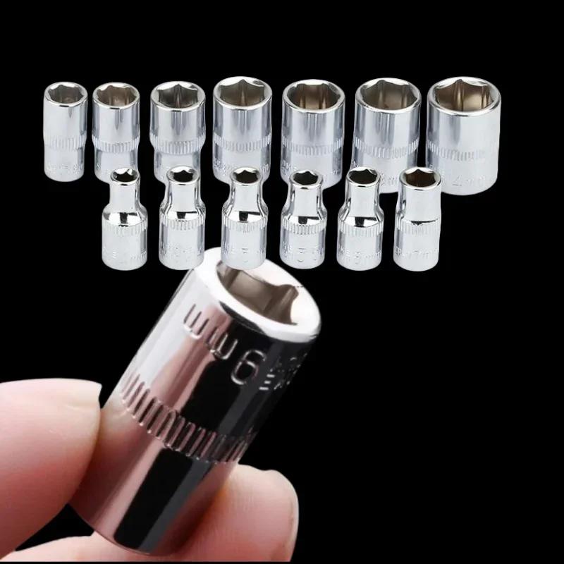 1-Piece 1/4 Drive Inch Metric Ratchet Wrench Socket Head Sleeve Double End 4 5 6 7 8 9 10 11 12 13 14mm Hand Tools