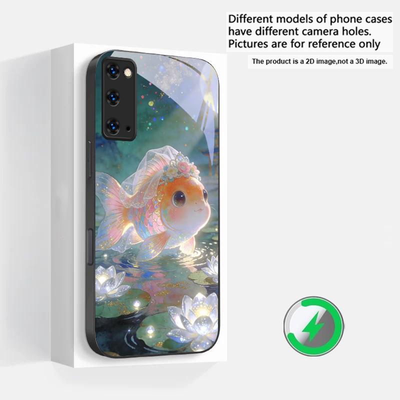 

Cute white veil goldfish Suitable For Samsung Galaxy S25 Ultra S20 FE S21 S22+ S23 Plus S24 S26 Edge magnetism Glass Phone Casee Galaxy S25 Ultra