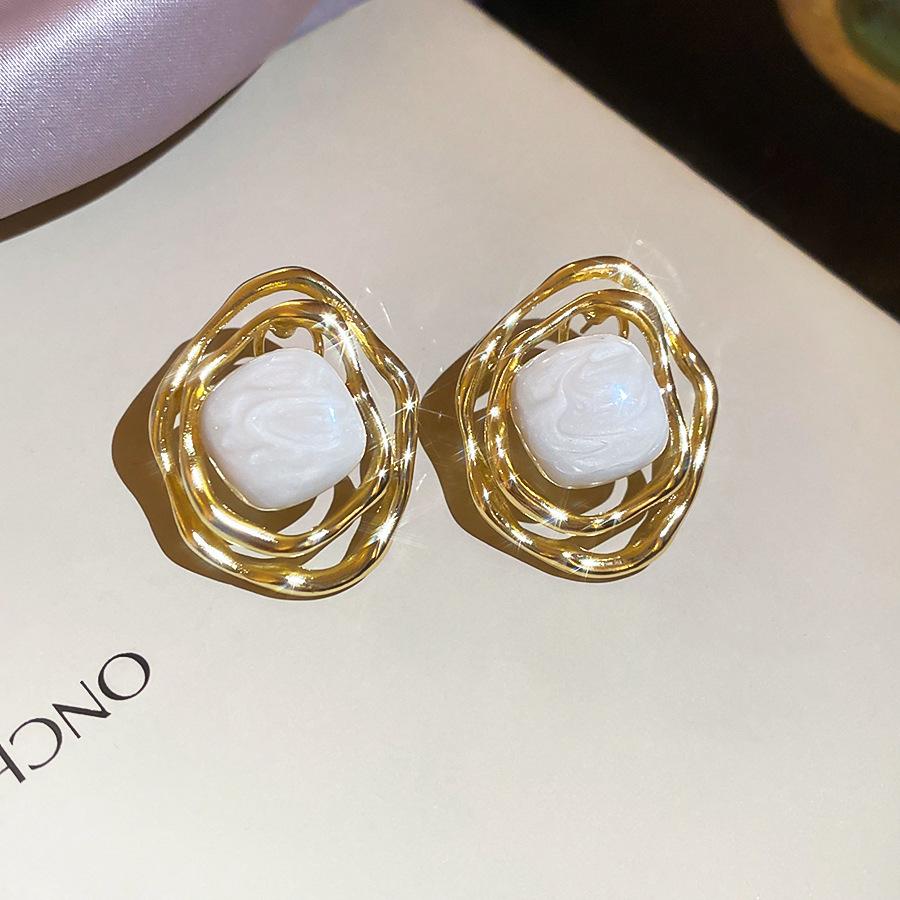 Silver Needle Monet Garden Drip Earrings French Court Style Exquisite Stud Earrings Design Sense Niche Light Luxury Earrings