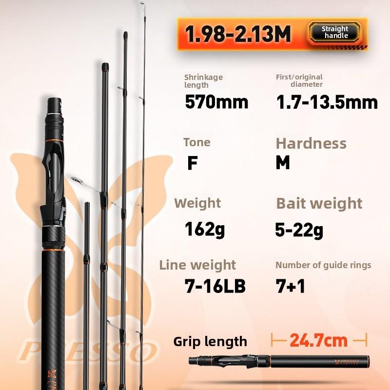 Portable Multi-sections Carbon Fishing Rod Adjustable 1.98 To 2.13m M/F Action Long Cast 4+1Sec High Carbon Ultra Light Travel-specific Fishing Rod