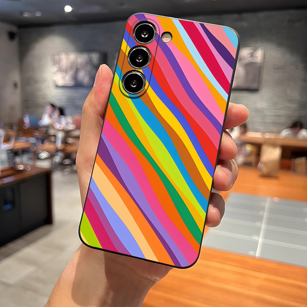 Capa de Celular Colorida com Listras Arco-Íris Para Samsung S26 S24 Ultra S25 S23 Fe S22 S20 S21 Plus A16 A54 A34 A53 Tampa Traseira
