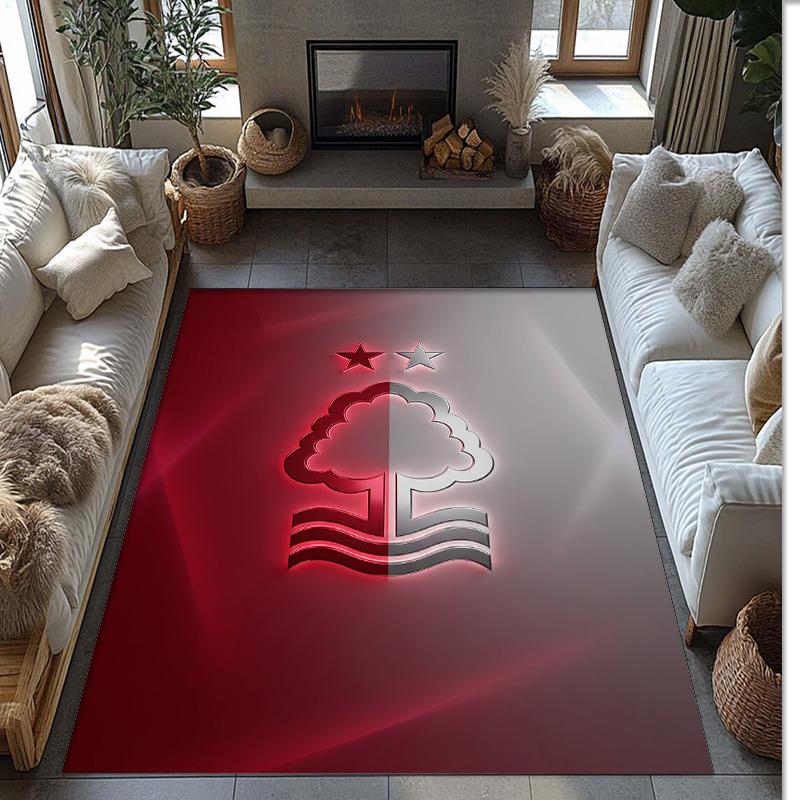 Tappeto in Velluto di Cristallo con Stampa Calcio Nottingham Forest, Comodo Assorbente d'Acqua Antiscivolo Tappeto per Pavimenti Interni