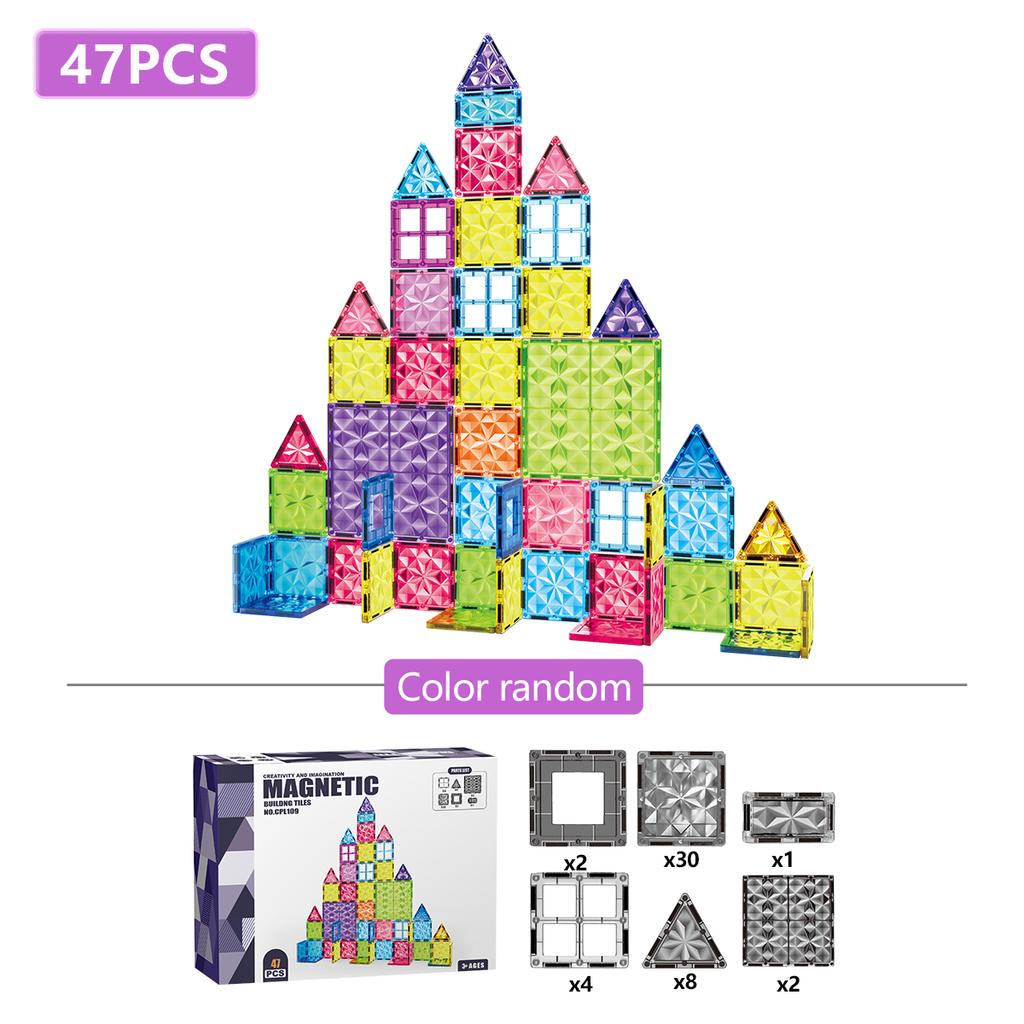 Magnetic Building Tiles Building Blocks Puzzle STEM Montessori Sensory Educational DIY Toy For 3Years+ Old Kids Boys Girls Gifts