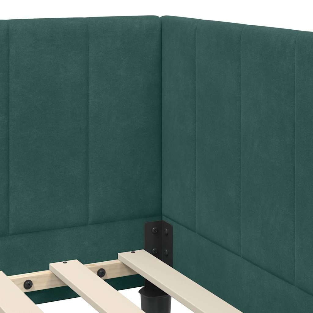 L Shaped Bed Frame with Headboard Dark Green 80 Cm X 200 Cm Velvet