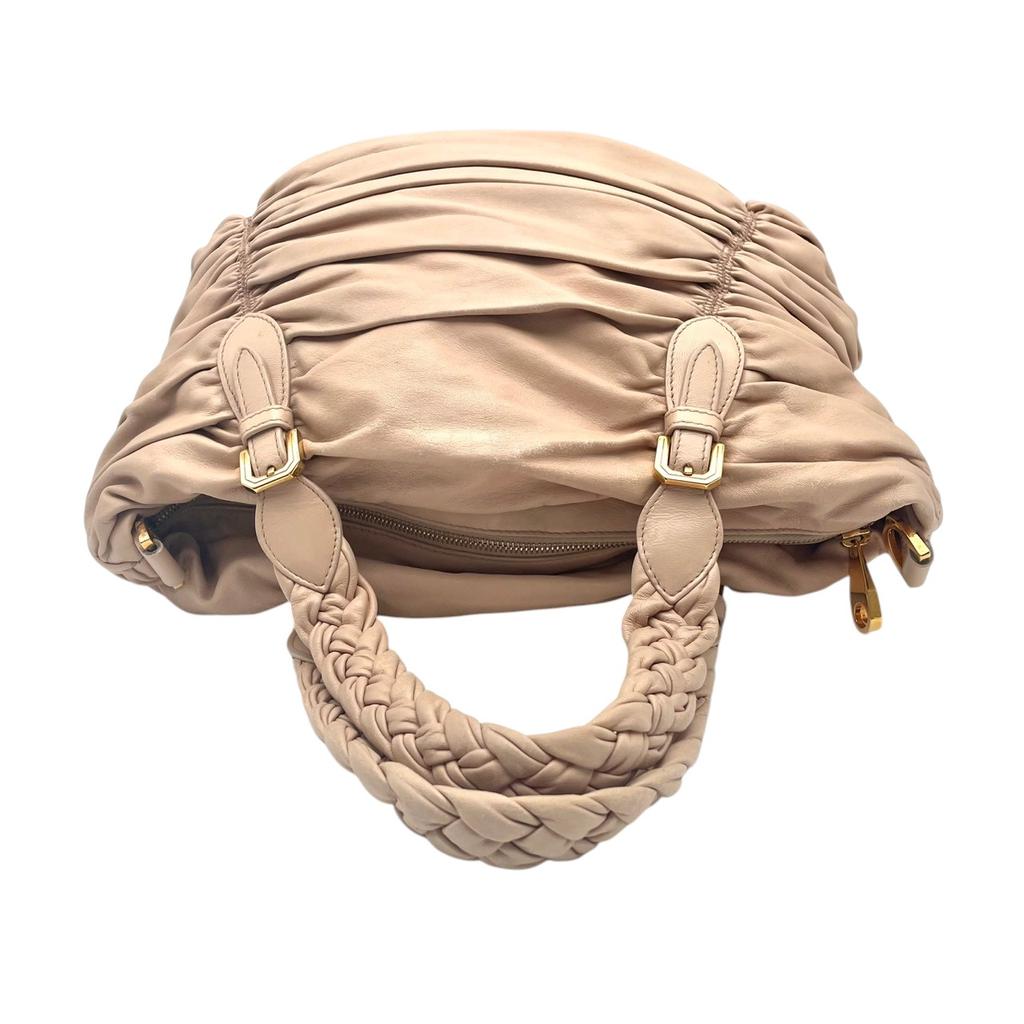 Used BALLY Shoulder Bag Gathered 2WAYShoulder BagShoulder Bag Pink Beige Leather Women