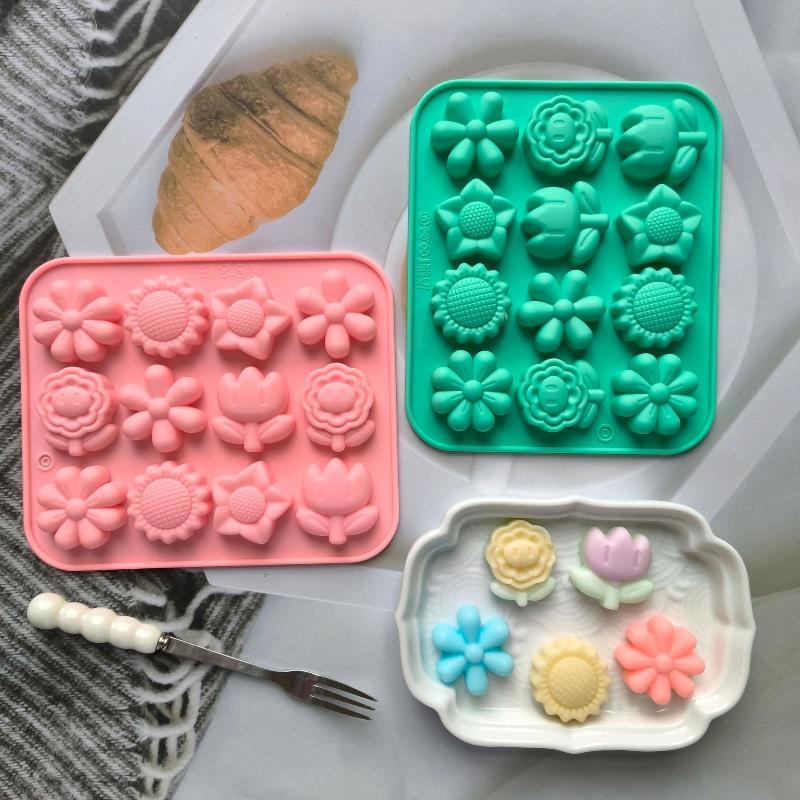 Food Grade Silicone Flower Mold Non-Stick Dishwasher Safe for Homemade Chocolate Candy Jelly DIY Baking Gift for Bakers