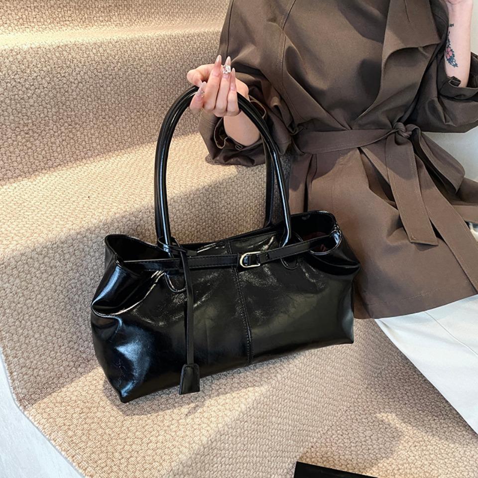 Yogodlns Oil PU Leather Hobo Handbag Slouchy Shoulder Bag Retro Top-Handle Bag Large Work Bags for Women Gilrls Tote Work Shopping Travel