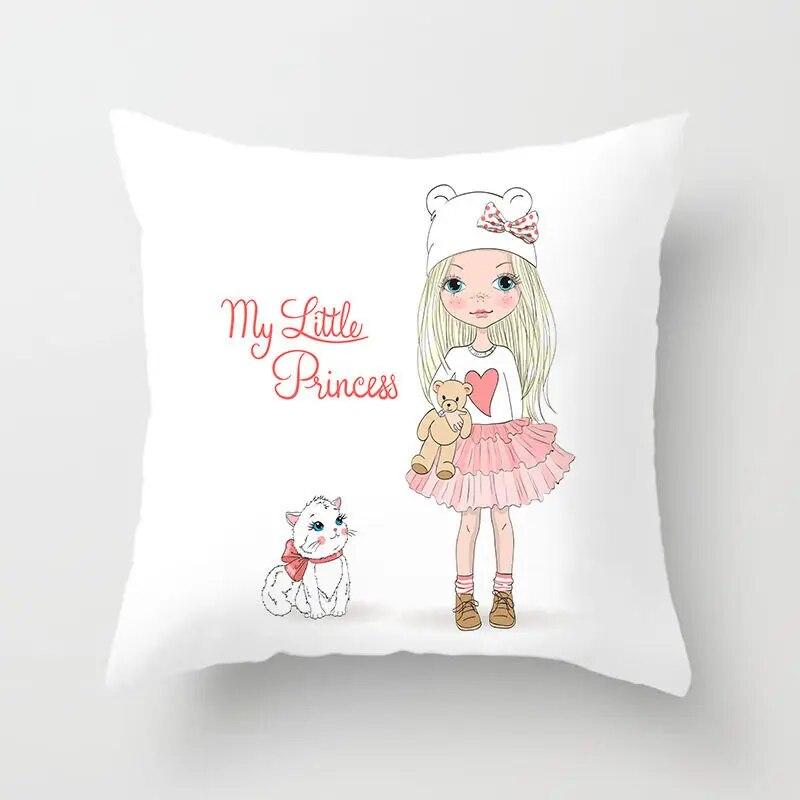 Bedroom Living Room Sofa Bed Decorative Pillowcase Home Decor Cute Girl Princess Cushion Cover