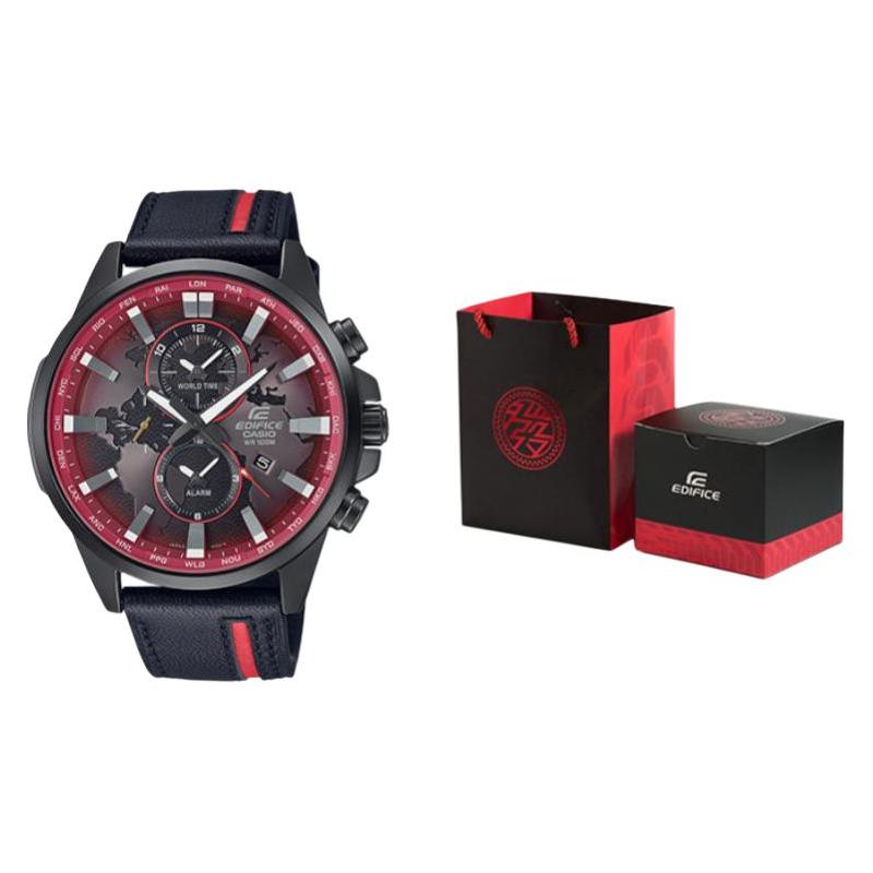 

Casio EDIFICE Theme Limited Gift Box Heart of the Earth Business Waterproof Quartz Movement Genuine Leather Strap Japanese and EFR-303CL-1AVUPRN чёрный