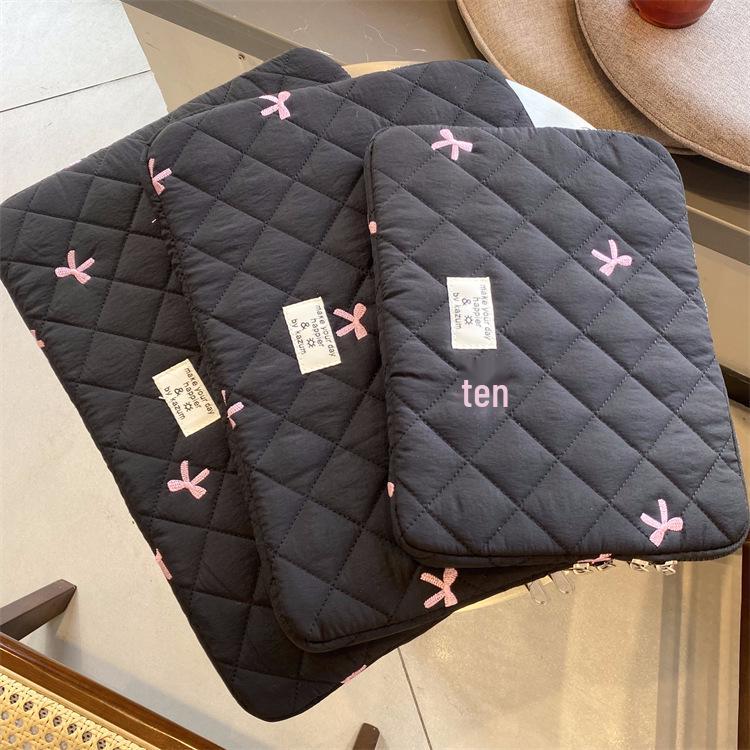 Korean Ins Style Cute Diamond Embroidery Bow Notebook Storage Bag (11/13/15 Inch)
