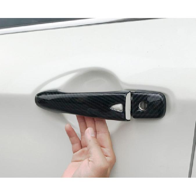 Carbon fiber look Side Door Handle Cover Trim For Nissan Kicks 2017-