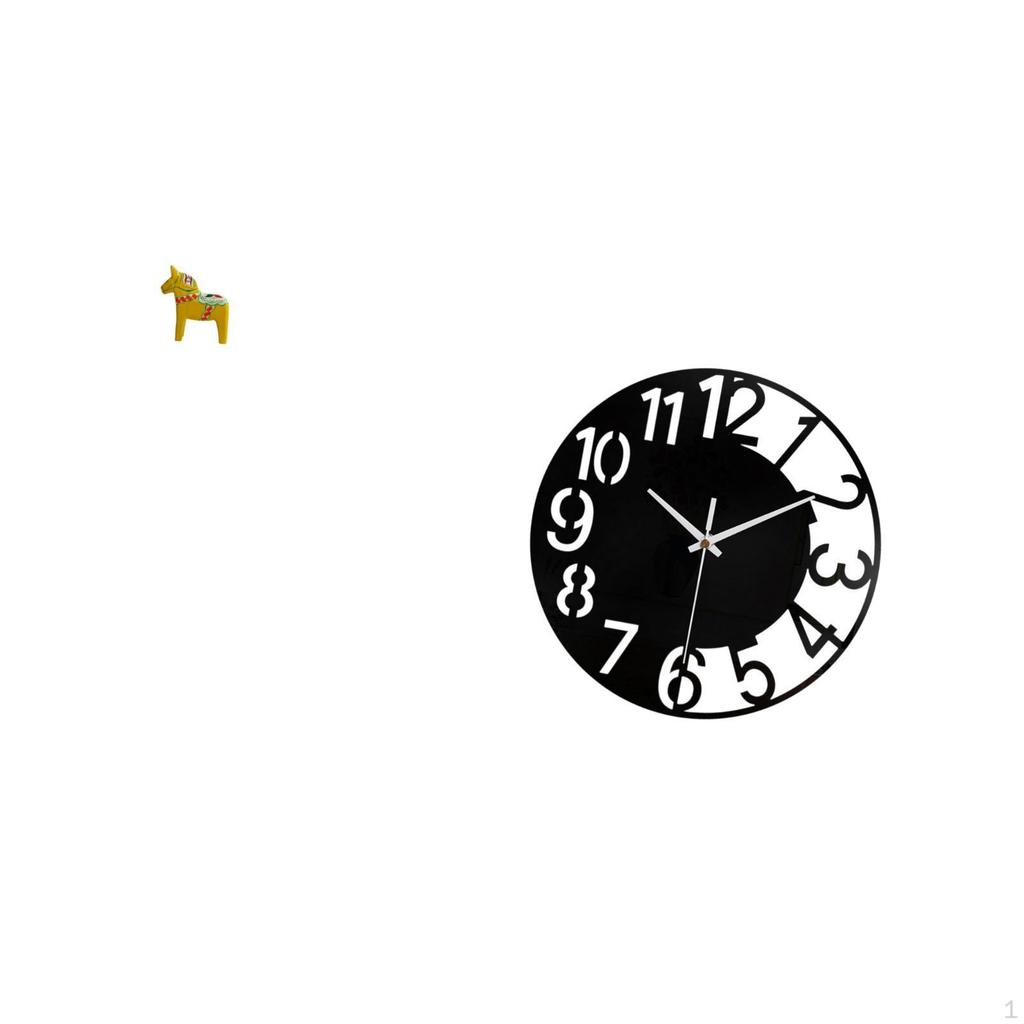 Dalecarlian Horse Animal Sculpture Acrylic Decorative Clock Silent Easy to Read Simple Round Wall