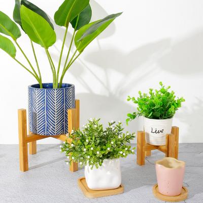 Indoor Free Standing Planter Display Garden Bonsai Holder Flower Pot Trays Wood Rack Plant Stand Shelf