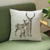 Christmas Reindeer Head Home Decorative Sofa Throw Pillow Couch Cushion Cover Cream Color Linen Deer Animal Print Pillow Cover