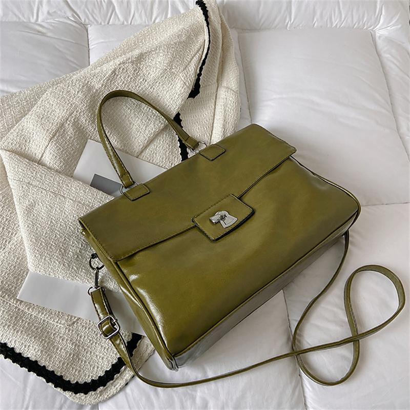 

Большая вместительная сумка через плечо из вощеной кожи с маслом, популярный винтажный портфель из мягкой кожи, женская дизайнерская сумка через плечо Sense Commuter (30cm<Max Length<50cm)