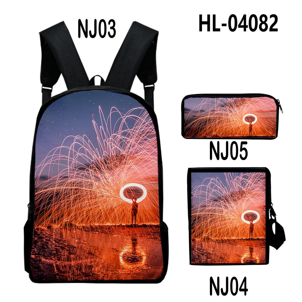 Iconic Distinctive Black Rock Shooter 3D Design 3pcs/Set Learner Bags Everyday Laptop Everyday Backpack Sling Carry Tote Pencil Pouch