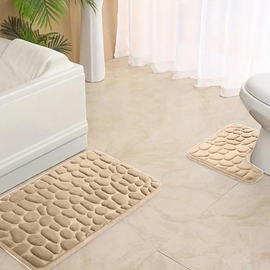 2ks/sada Koupelnová rohožka s reliéfním vzorem kamene Protiskluzová spodní koupelnová předložka Extra silná savá koupelnová rohož