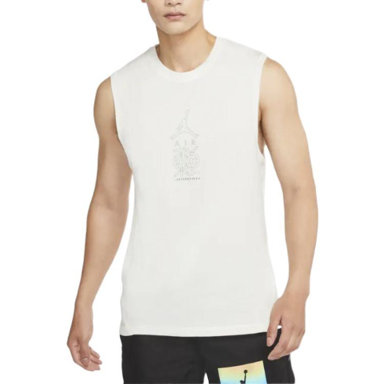 Air Jordan Dongdan Logo Printing Sleeveless Training White Vest Men's DV6277-133