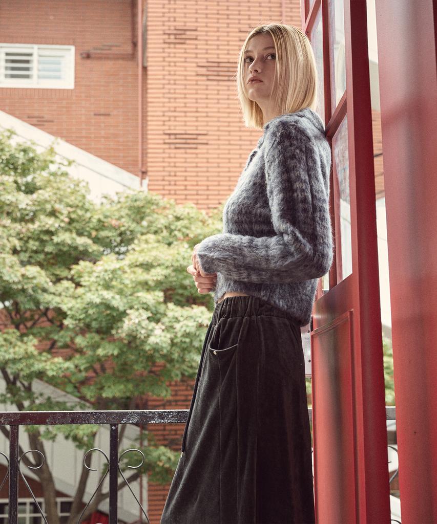 Etmont Velvet Banding Logo Skirt, Charcoal