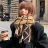 Scarf for Girls New Winter Double Sided Versatile High-end Warm and Thickened Wool Knitted Plaid Scarf Trendy