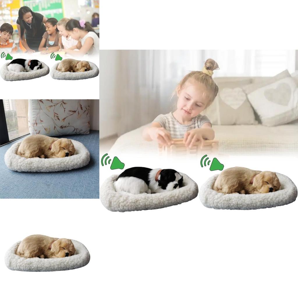 Realistic Breathing Plush Dog Model Home Decor With Faux Fur For Photography And Gift Use