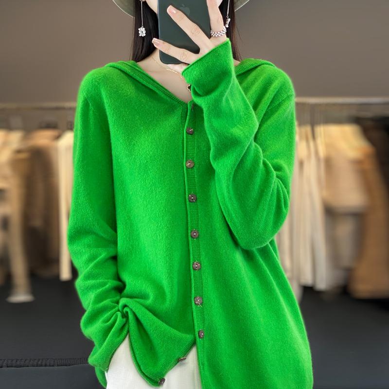 Sweaters Coat Cardigan for Women Hooded Winter Oversize Fleece Thickened Solid Color Loose Long Sleeve Knit Sweaters Coat