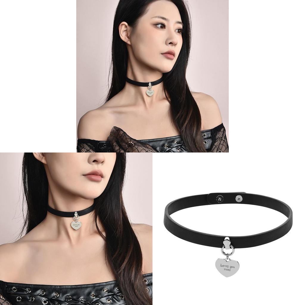 Titanium Steel Love Heart Choker Necklace With Finish For Fashion Forward Women