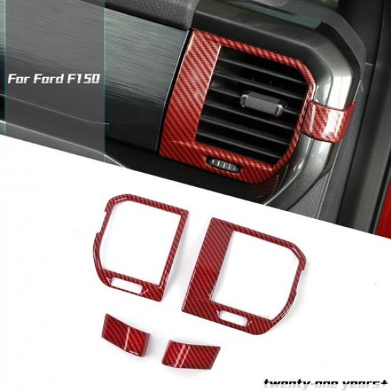 2XDashboard Side AC Vent Outlet Cover Trim For Ford F150 + Red Carbon Fiber