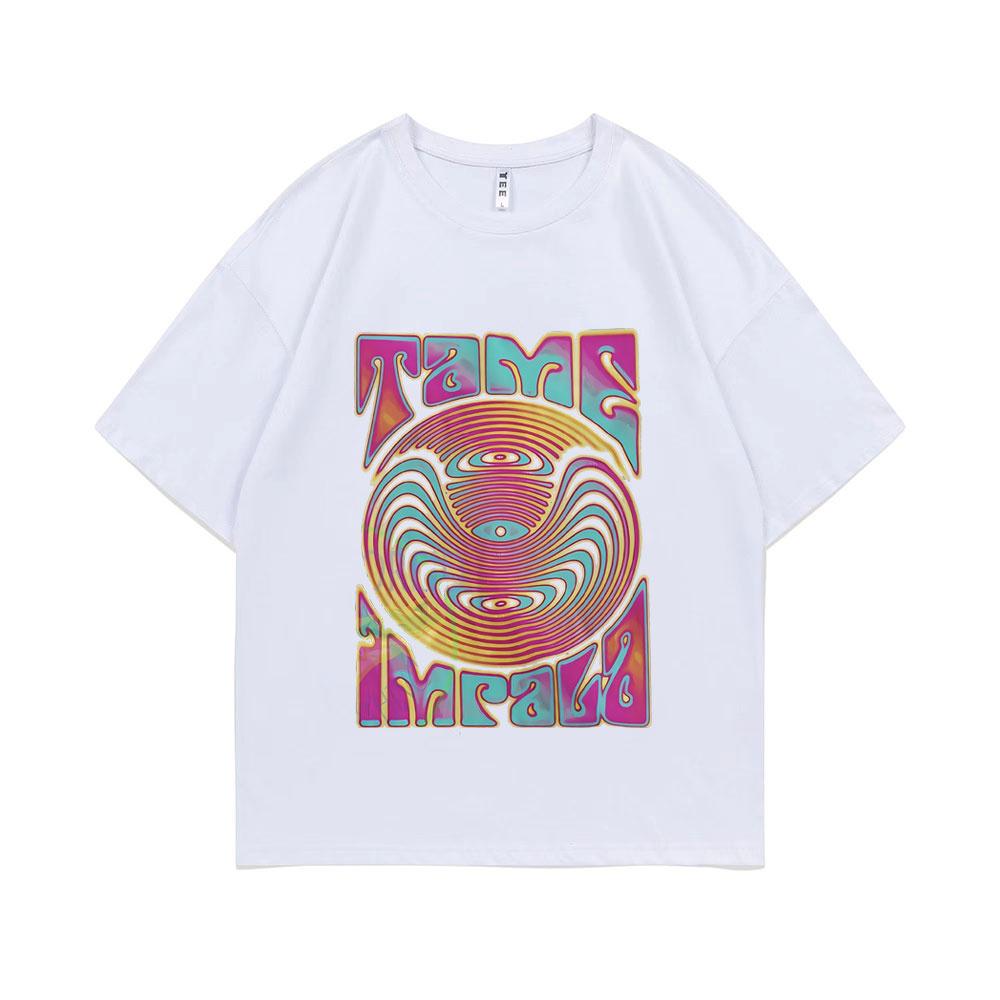 Camiseta Gráfica da Banda Tame Impala Masculina Feminina Streetwear Vintage Música Pop Rock Camisetas Masculinas de Verão Camisetas Casuais Masculinas de Algodão