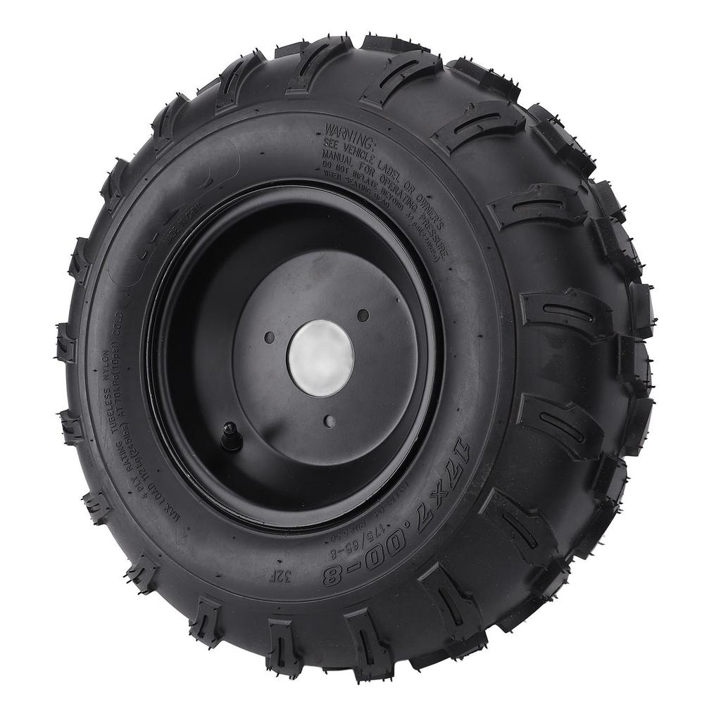 8in Rubber Vacuum Tire 17X7.00 8 17 7 8 Aluminum Alloy Rim Non Slip Textured Wheel Replacement for ATV Quad Off Road Go