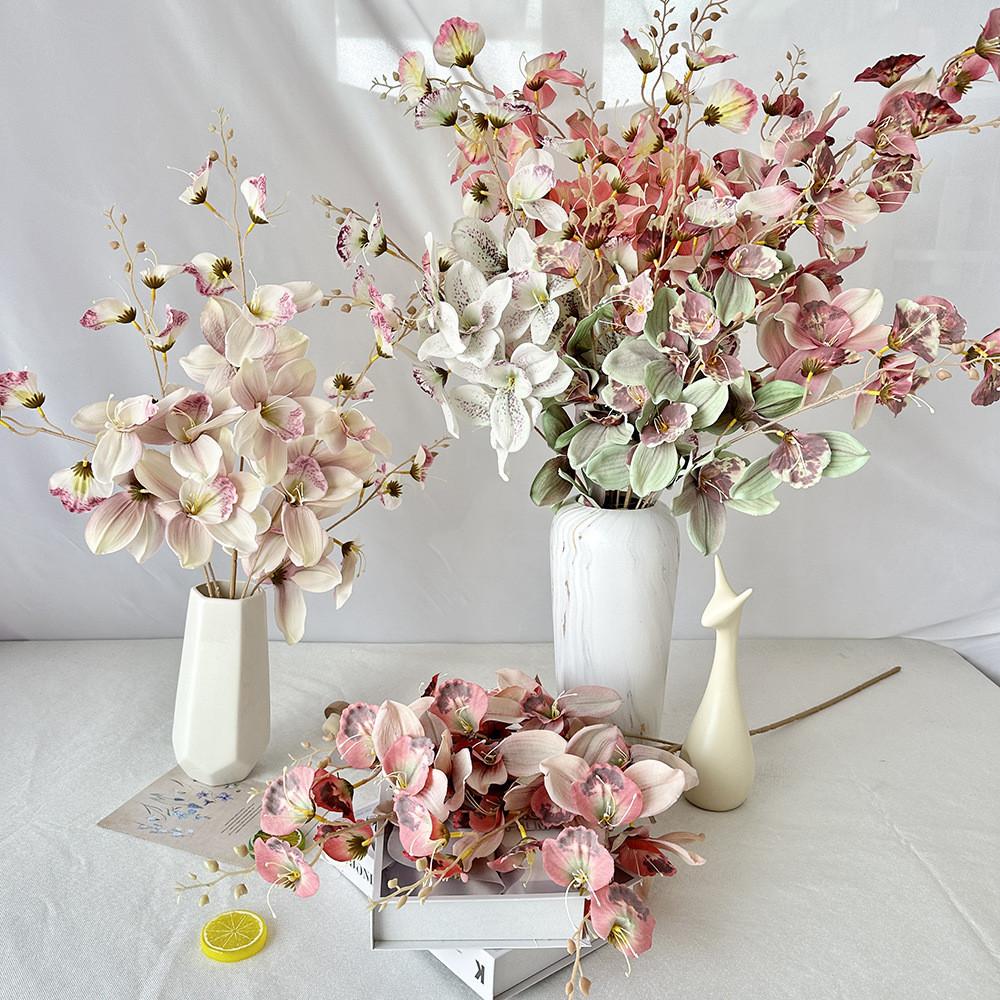 Artificial Orchid Decor Wedding Hall With Silk Fabric For Home And Event Decor