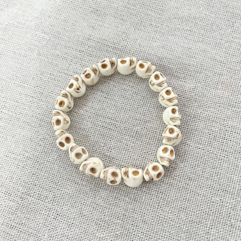 Jewelry Accessories Vintage Design Skull Beaded Bracelet Punk Elastic Rope Skeleton Beaded Bracelet Unisex Bangle Teenager OneSize