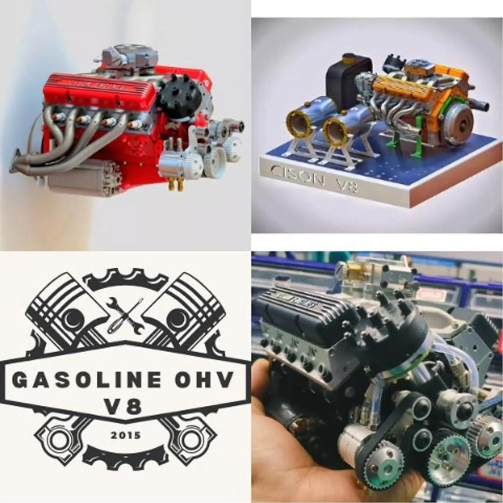 V8 Motor Kiti Benzinli - Benzinli V8 Küçük Blok Motor Model Kitleri Çalışan Mini V8 Motor Kitleri 4 Zamanlı 44cc Su Soğutmalı