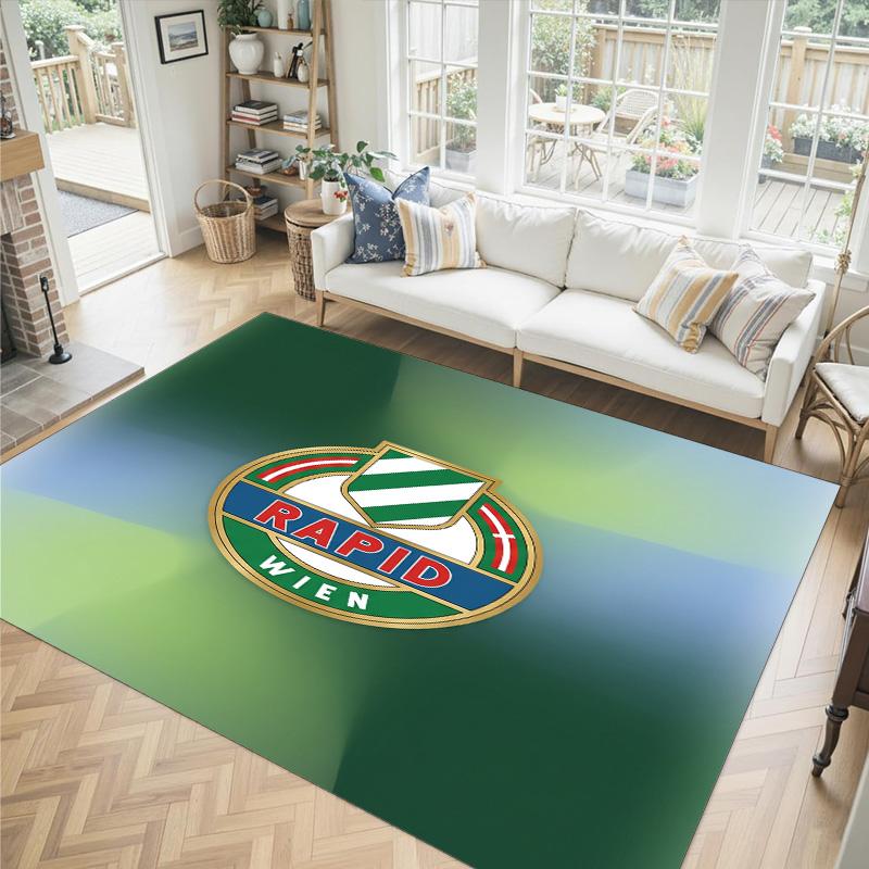 Rapid Wien FC Design Kristall Samt Teppich Gemütlich Non?Rutschfester Teppich mit Aufdruck für Schlafzimmer Wohnzimmer Eingang