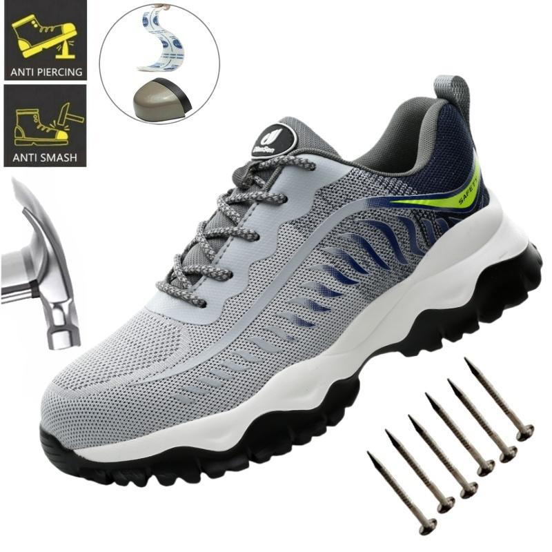 Lightweight Safety Shoes Men Work Shoes Steel Toe Cap Working Boots Sneakers Man Breathable Lace-Up Fashion Construction Shoes