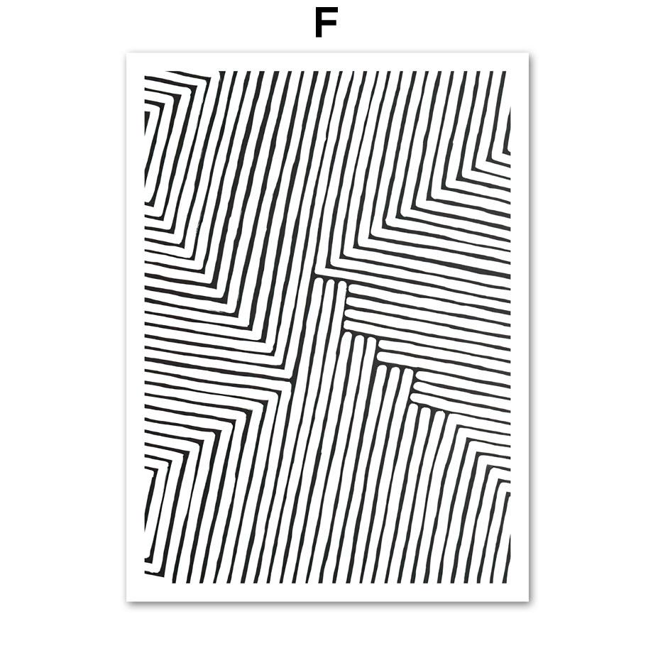 Linea geometrica astratta in bianco e nero Wall Art Canvas Painting Boho Poster e stampe di immagini a parete per soggiorno Home Decor
