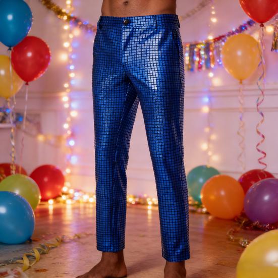 Men Sequin Suit Pants Sparkly Straight Leg Disco Trousers Shiny Party Trousers for Street Stage Performance Nightclub Dance