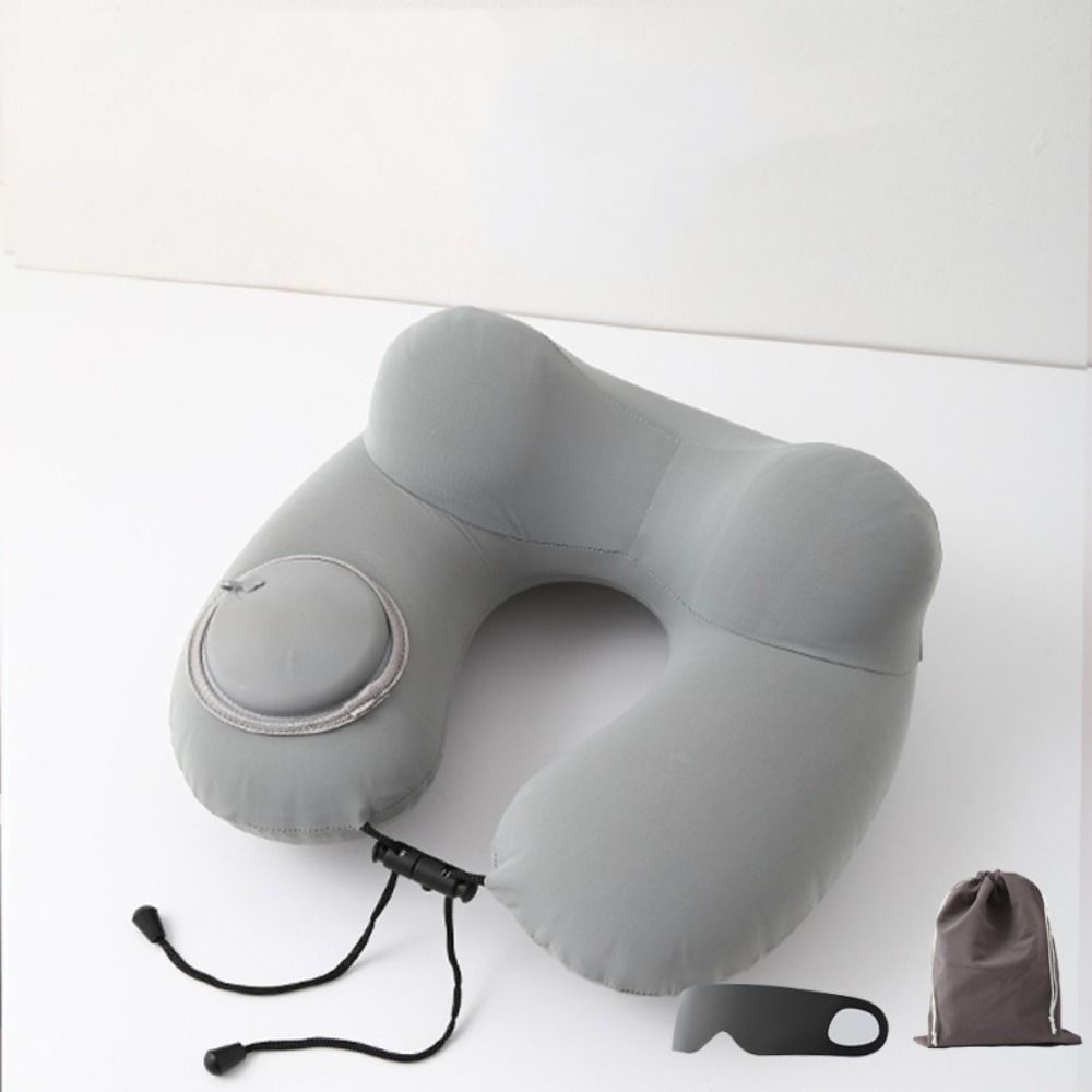 Inflatable U-Shaped Travel Pillow Ice Silk Neck Support Cushion Convenient Neckrest Pad  Airplane