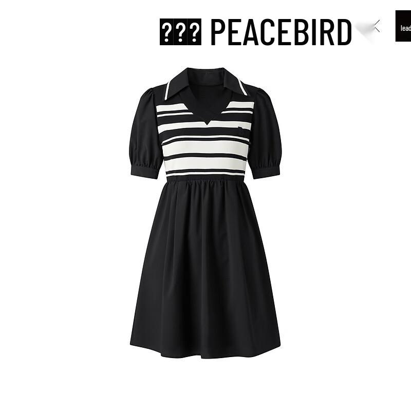PEACEBIRD Women's Lapel Puff Sleeve Casual Dress