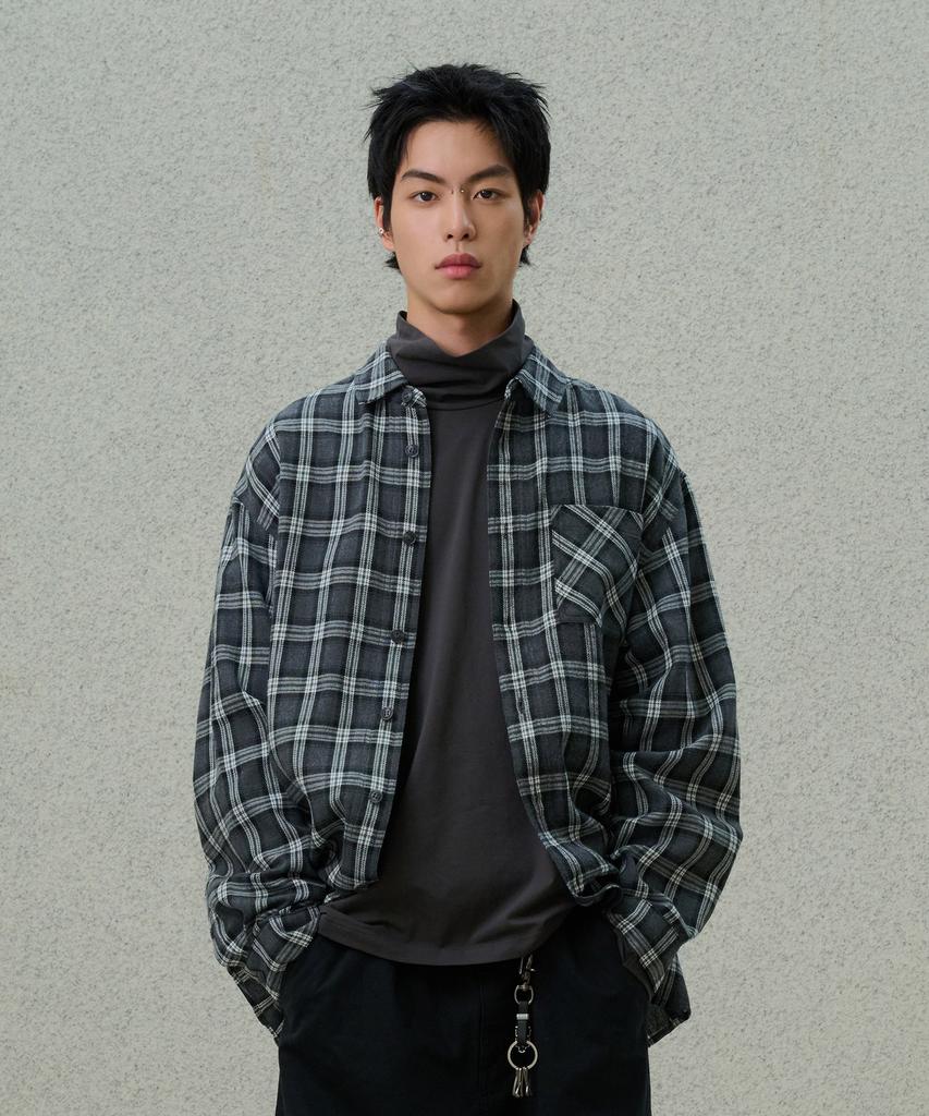 DESIRED Brushed Overfit Check Shirt-Ffsk5411D09
